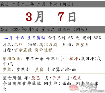 2023年阴历二月十六日黄历宜忌,是阳历几月几号?
