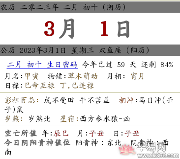 2023年农历二月初十黄历宜忌和禁忌是什么?