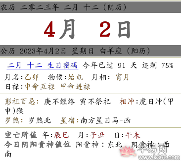 2023年农历闰二月十二宜忌是什么，禁忌什么？